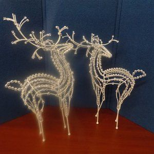 Faux Jeweled Christmas Reindeer Decor 2-piece Set Approx 22" By Melrose New